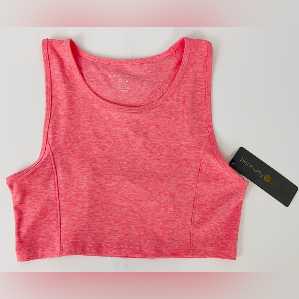 Harmony Balance Heather Pink Yoga Crop Top Crisscross Back Keyhole Openi…